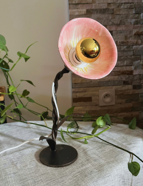 lampe fleur coupelle céramique rose
